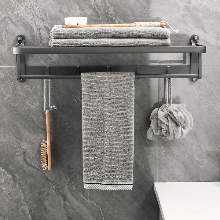 Lisslune | Gray 6/7-piece modern bathroom accessory set bathroom shelf/towel hooks/towel bar included