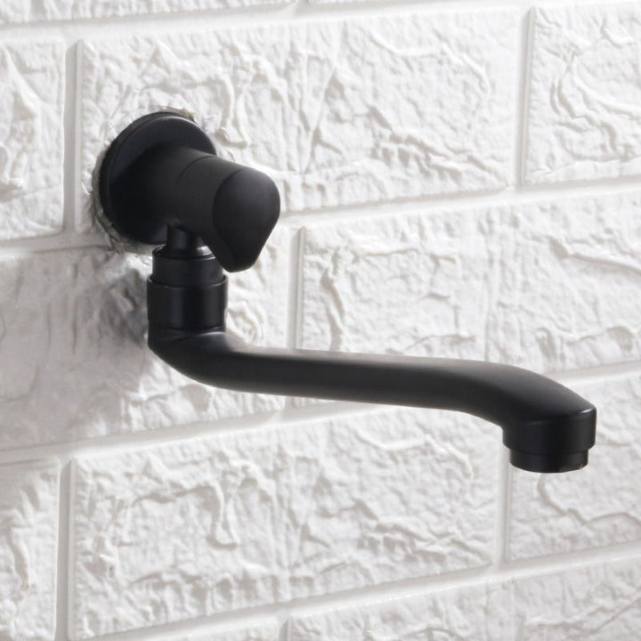 Lisslune | Contemporary Wall Mounted Bathroom Faucet Knob Handle Low Arc Swivel Solid Brass Faucet
