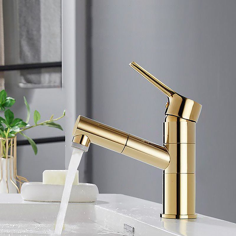 Lisslune | Swivel Spout Sink Faucet Retractable Luxurious Basin Faucet Round Brass Faucet