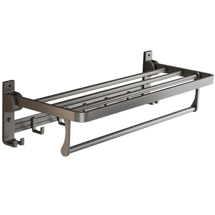 Lisslune | Gray Aluminum Bathroom Accessory Set Contemporary Bath Shelf