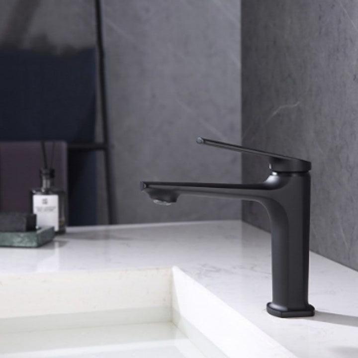 Lisslune | Modern Container Faucet Brass Lever Handles Low Arc Sink Bathroom Faucet