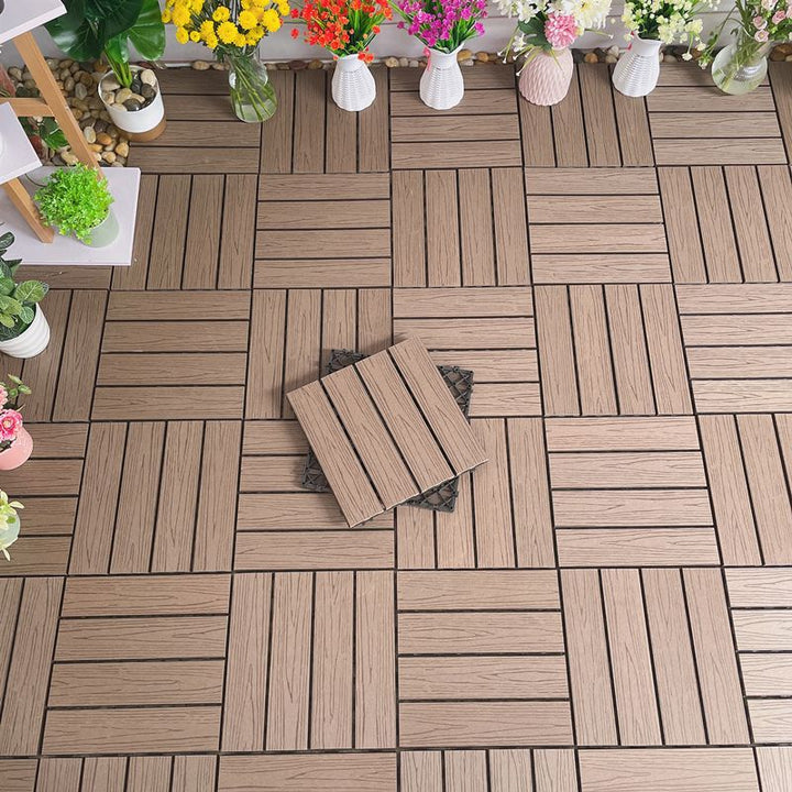 Lisslune | Waterproof Decking Board Strips Composite Square Outdoor Decking Tile Terrace