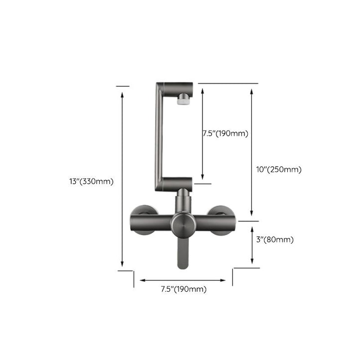 Lisslune | Modern Wall-Mounted Kitchen Faucet Single Lever Faucet in Chrome
