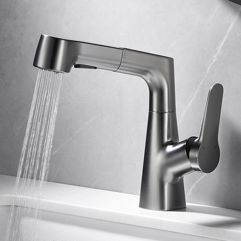 Lisslune | Bathroom Vessel Faucet High Arc Three-Way Spout Single Handle Faucet with Pull-Out Sprayer
