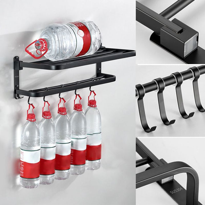 Lisslune | Modern Bathroom Accessories Black Paper Holder Bathroom Shelf Bathroom Accessory Set