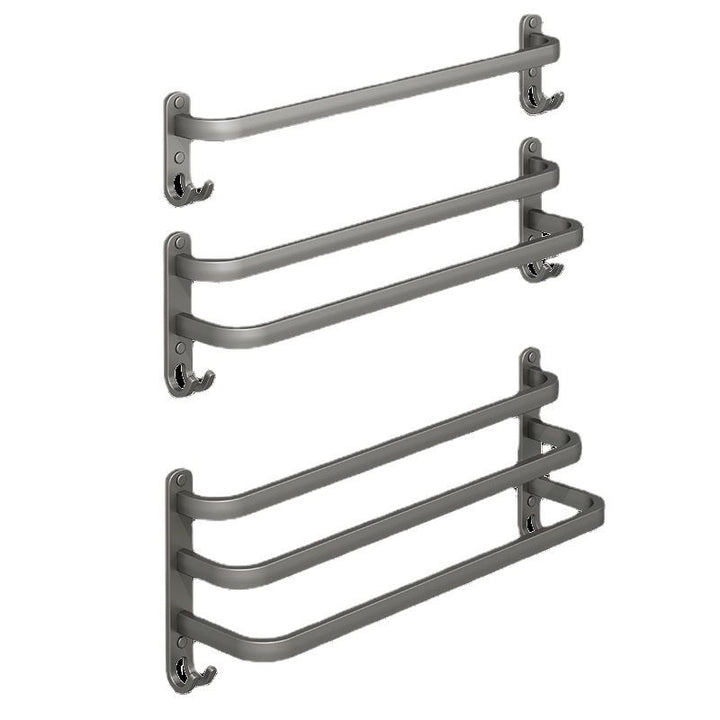 Lisslune | 2-piece modern bathroom accessory set in matte grey aluminum towel rail