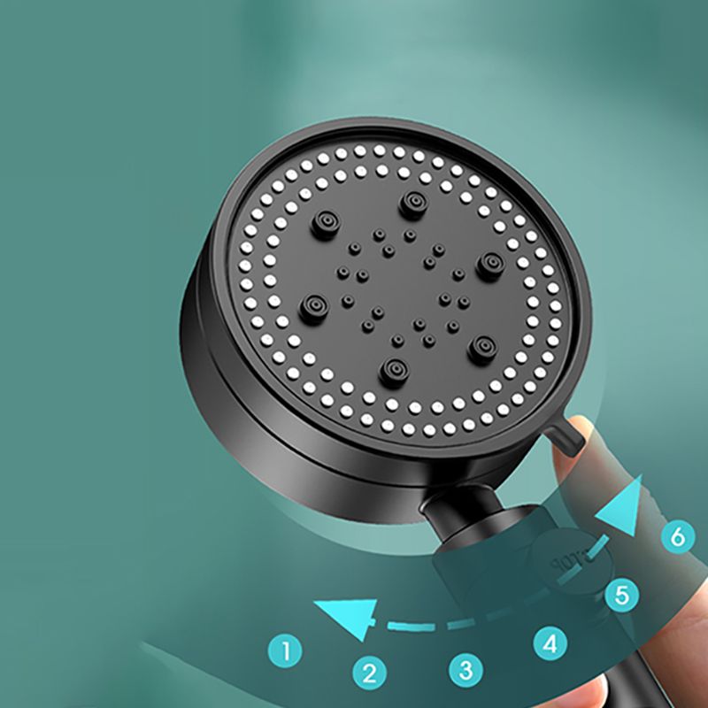 Lisslune | Modern 6 Setting Shower Head Adjustable Spray Pattern Matt Black Round Shower Head