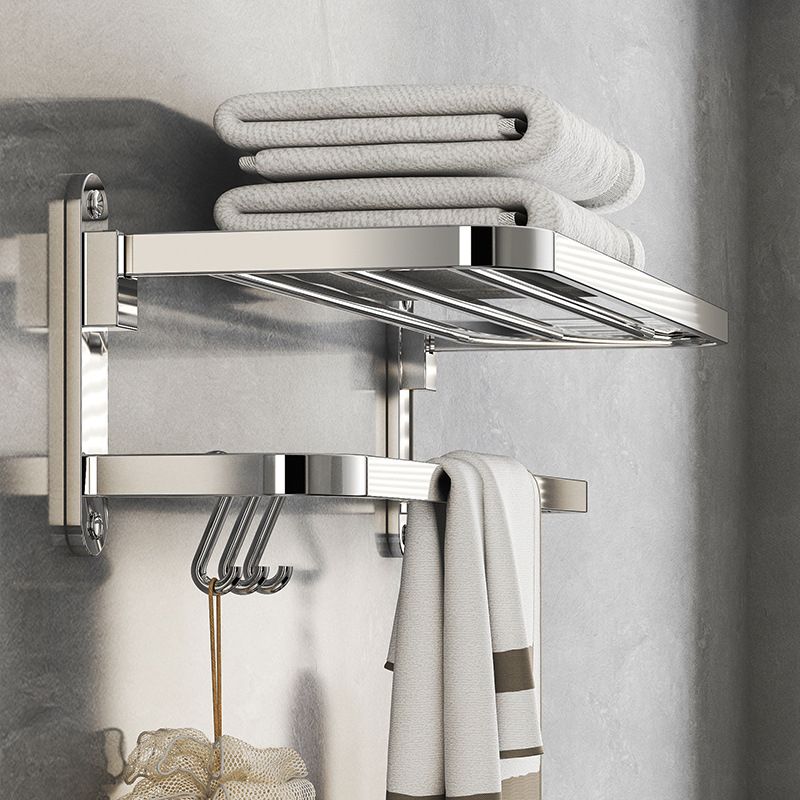 Lisslune | Chrome Modern Bathroom Hardware Set Stainless Steel Towel Hook/Towel Bar & Bath Shelf