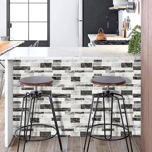 Lisslune | Peel & Stick Subway Tile Stain Resistant Plastic Rectangle Peel and Stick Tile 2-Pack