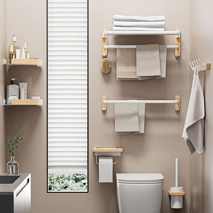 Lisslune | White Metal and Solid Wood Bathroom Accessories Hardware Set