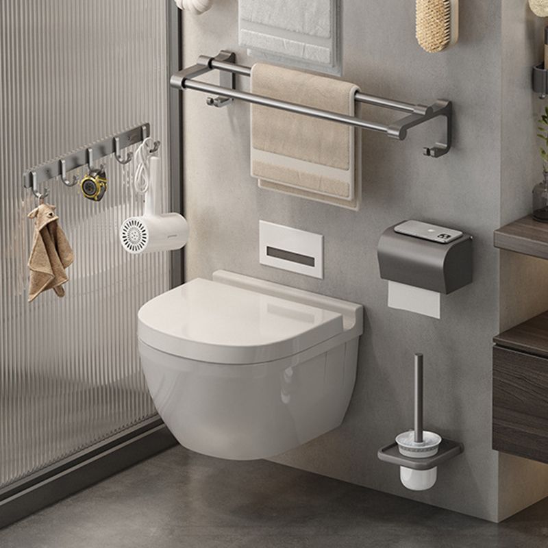 Lisslune | Gray contemporary bathroom accessory set Bathroom shelf/towel holder & bathrobe hook incl.