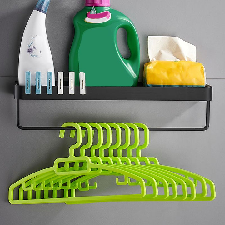 Lisslune | Matt Black Bathroom Set Modern 1/2 - Piece Stainless Steel Bathroom Shelf