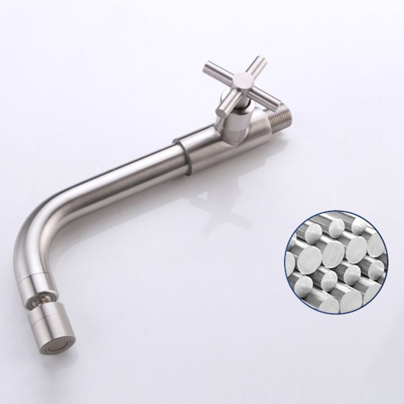 Lisslune | Contemporary Wall-Mounted Bathroom Faucet Cross Handles Stainless Steel Faucet