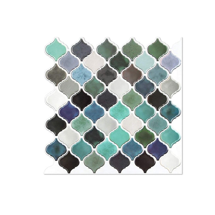 Lisslune | Square Peel & Stick Mosaic Tiles Plastic Arabesque Peel and Stick Wall Tile