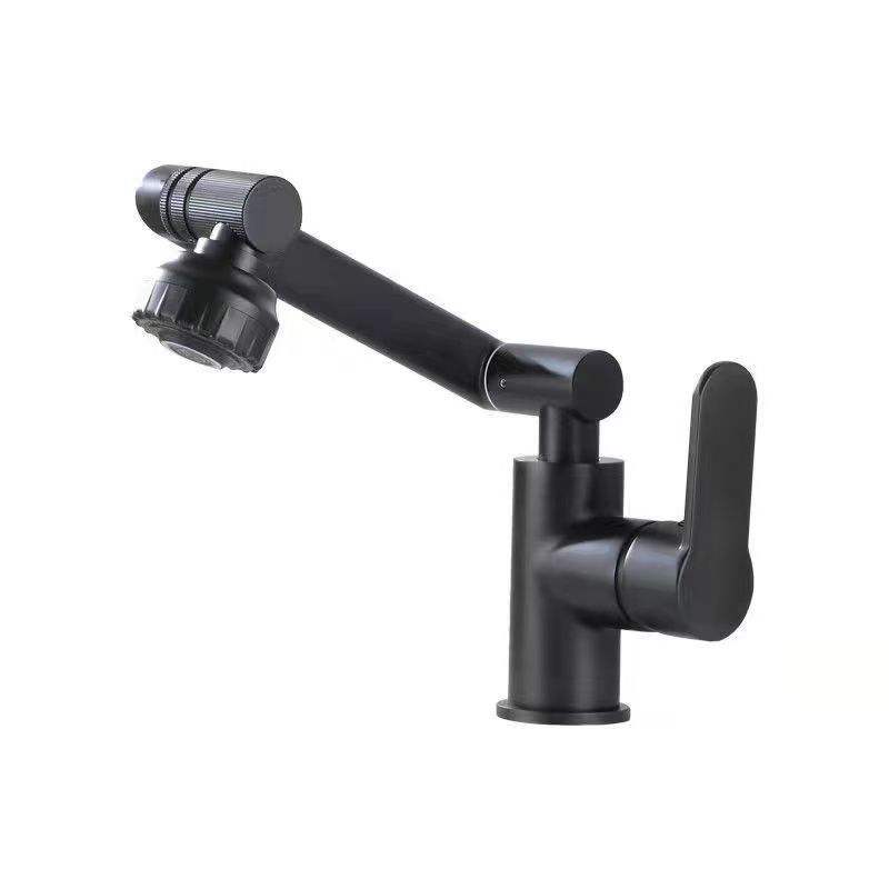 Lisslune | Modern sink faucet stainless steel lever handles swivel spout sink faucet