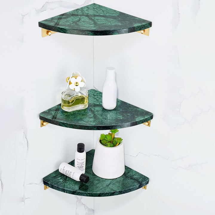 Lisslune | 2-piece Bathroom Hardware Set Metal and Marble Bathroom Shelf Set