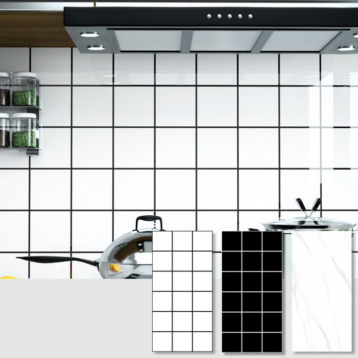 Lisslune | Modern Peel & Stick Field Tiles Plastic Rectangular Grid 5-Pack Wallpaper for the Kitchen