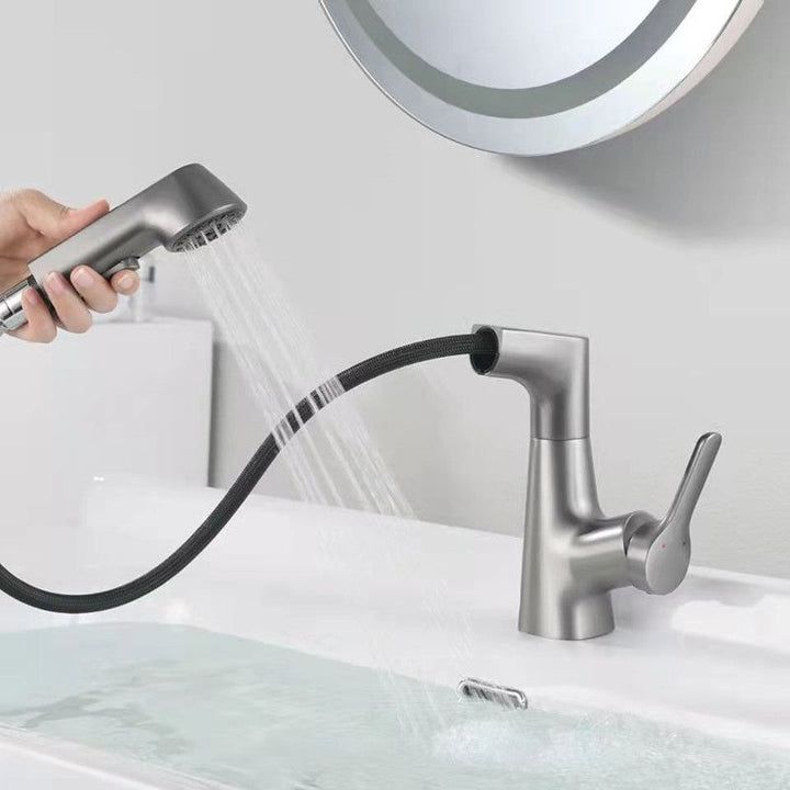 Lisslune | Centered Sink Faucet Contemporary Pull-Down Faucet with Single-Lever Operation