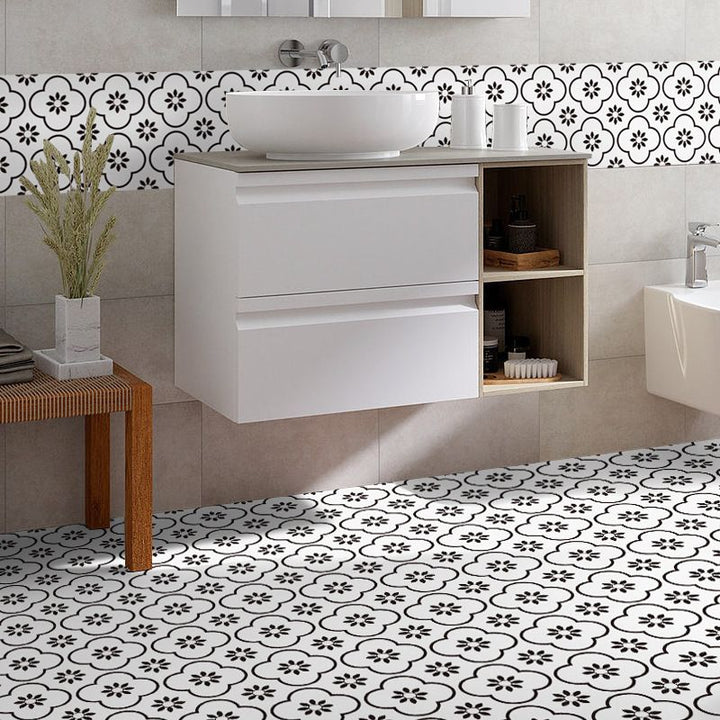 Lisslune | Plastic Peel & Stick Tile Square Print Field Tile for Kitchen and Bathroom