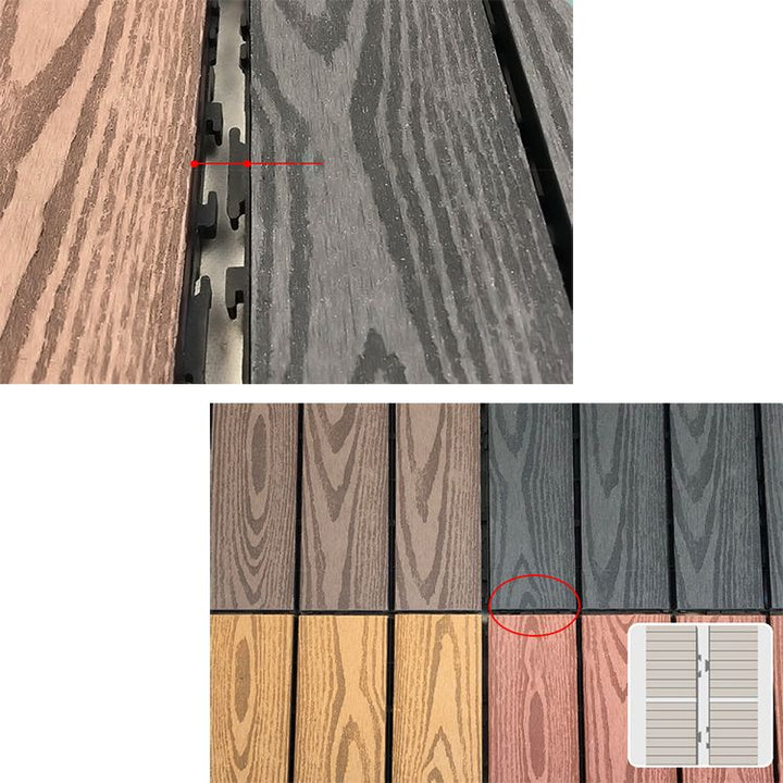 Lisslune | Composite Square Patio Tiles Interlocking Striped Pattern Patio Floor Tiles