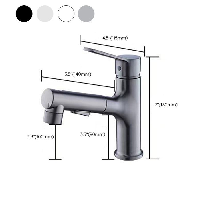 Lisslune | Vessel Sink Faucet Modern Pull-Out Bathroom Faucet with One Lever Handle