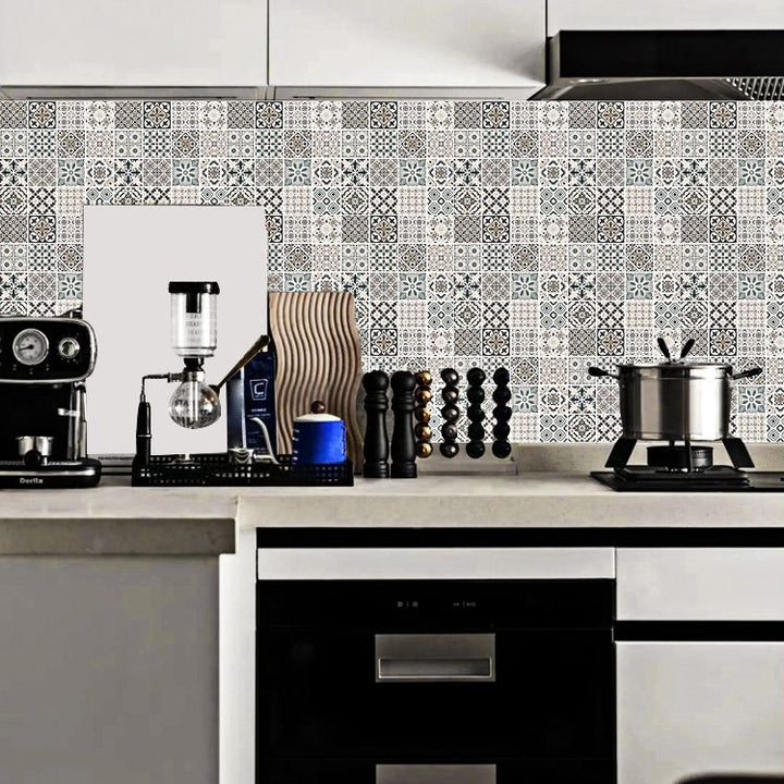 Lisslune | Mosaic tile wallpaper plastic stain-resistant peel and stick mosaic tiles