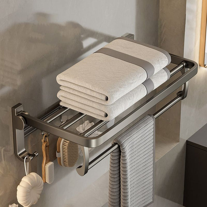 Lisslune | Modern Bathroom Accessories Set in Gray with Bathroom Shelf/Towel Holder/Bathrobe Hook & Paper Holder