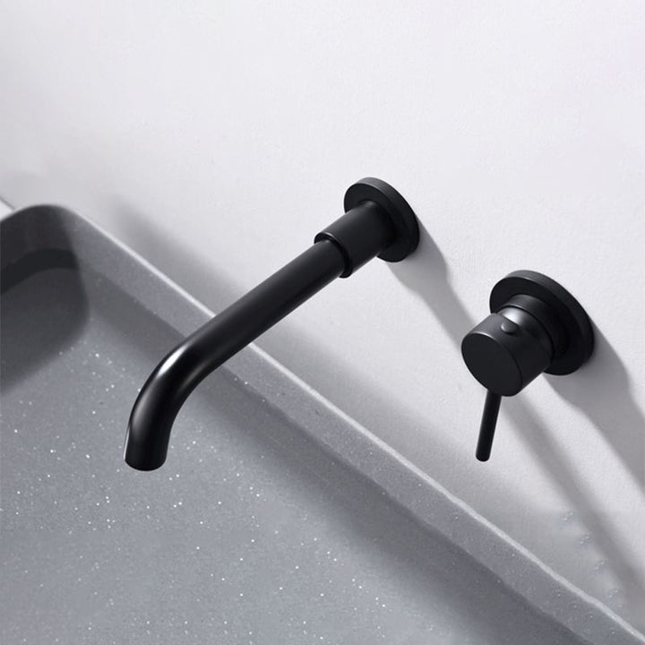 Lisslune | Round Single Lever Bathroom Faucet 2-Hole Wall Mounted Bathroom Faucet with Swivel Spout