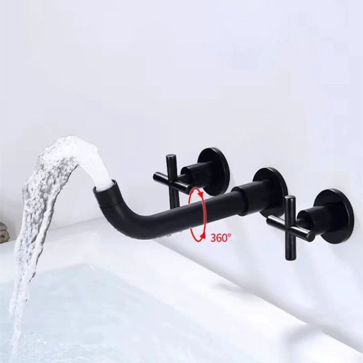 Lisslune | Modern 1 or 2 Handle Bathroom Sink Faucet Round Wall Mounted Bathroom Faucet.