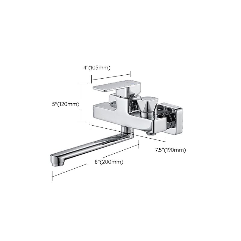 Lisslune | Wall Mounted Bathtub Faucet Trim Polished Chrome Swivel Spout with Hand Shower
