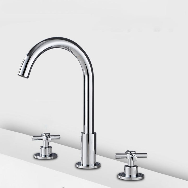 Lisslune | Goose Neck Bathroom Sink Faucet 2 Handles Hot and Cold Water Sink Faucet with Drain