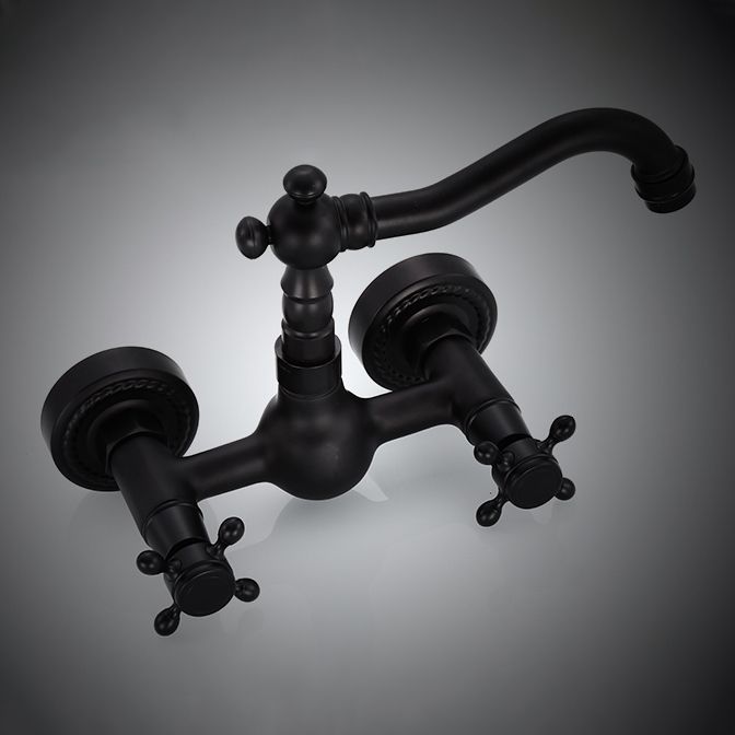 Lisslune | Traditional Wall Mounted Metal Bathtub Filler Low Arc Waterfall Bathroom Faucet