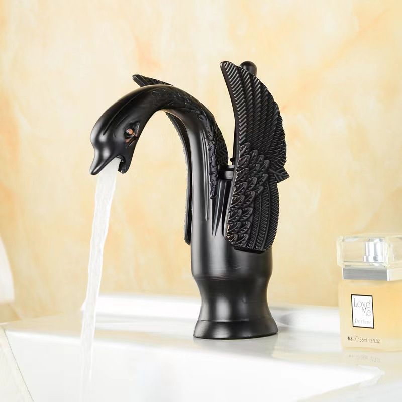 Lisslune | Full brass bathroom sink faucet hot and cold water single handle sink faucet
