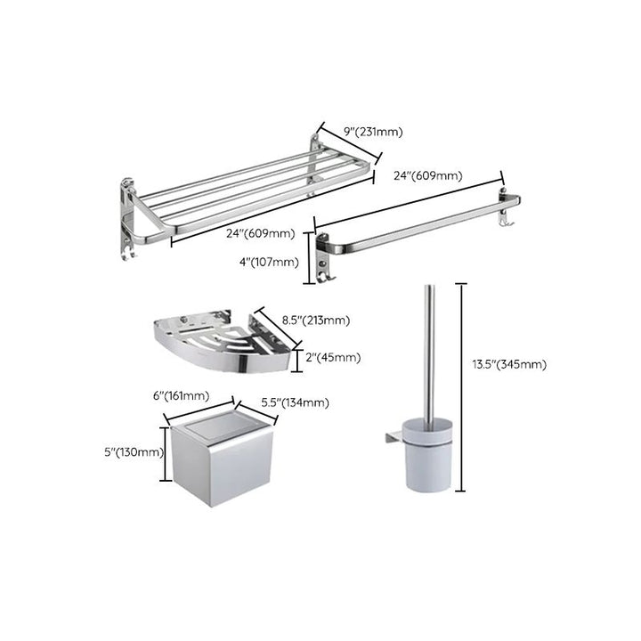 Lisslune | Modern Steel Bathroom Accessories Set Silver Bathroom Accessories Kit