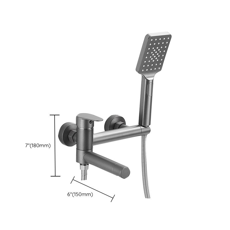 Lisslune | Modern Bath Rim Piece Single Handle Wall Mounted Bathtub Faucet with Hand Shower