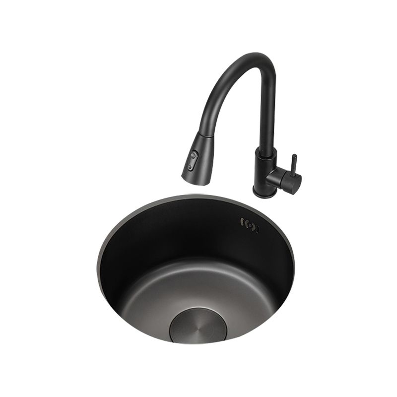 Lisslune | Kitchen Sink Round Single Bowl Color and Scratch Resistant Under-mounted Stainless Steel Kitchen Sink
