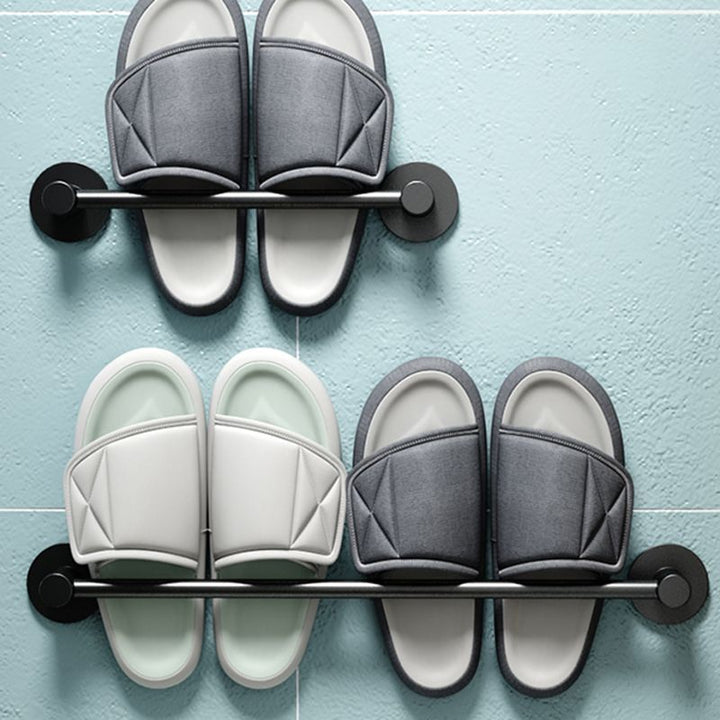 Lisslune | 2-piece modern bathroom accessory set metal slipper rack/towel bar