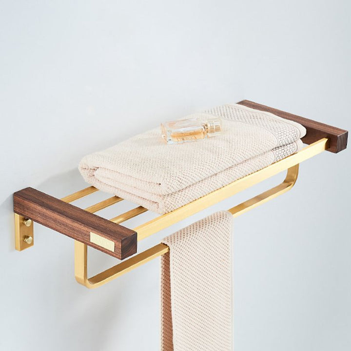 Lisslune | Wood and Aluminum Bath Hardware Set Golden Bathroom Accessories Set