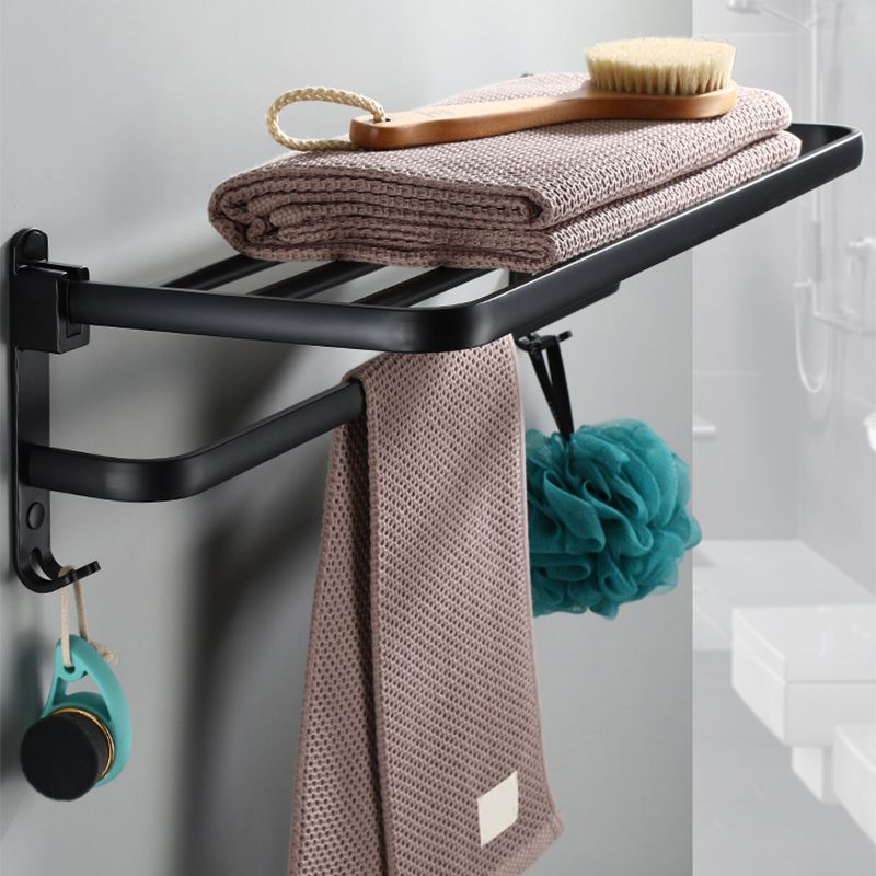 Lisslune | Contemporary Bathroom Accessory Set Black Surface Bathrobe Hook/Towel Ring Bar