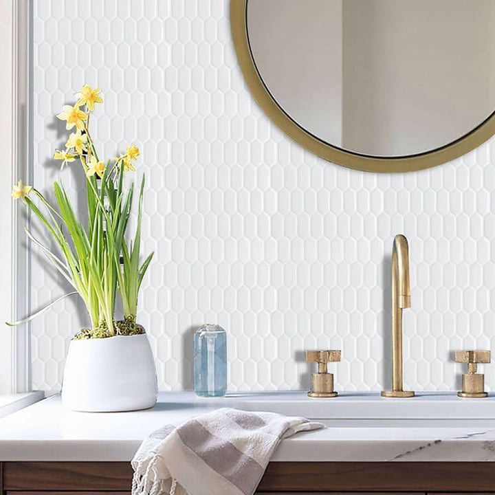 Lisslune | Modern Peel & Stick Field Tile PVC Hexagon Mosaic Tile Peel and Stick Back Wall