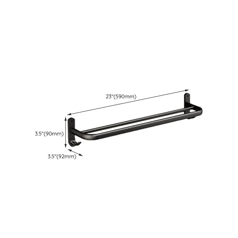 Lisslune | Classic Bathroom Accessories Set in Aluminum Black Finish Bathrobe Hook / Towel Bar