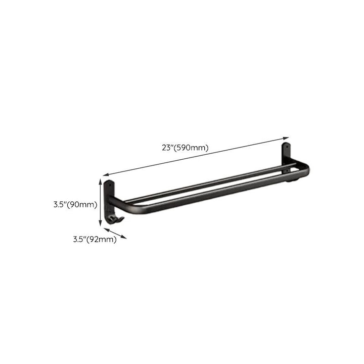 Lisslune | Classic Bathroom Accessories Set in Aluminum Black Finish Bathrobe Hook / Towel Bar