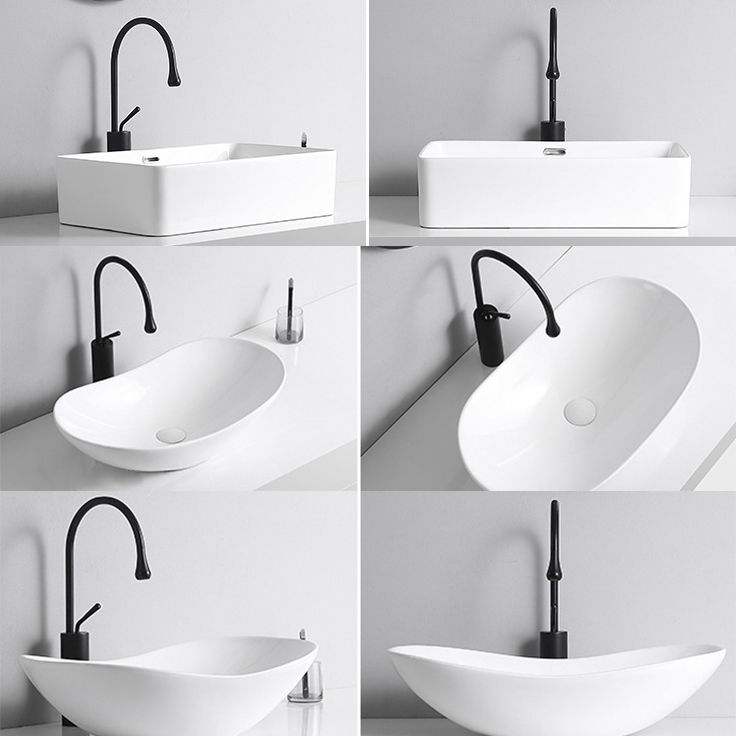 Lisslune | Modern Vessel Sink Porcelain Rectangular Vessel Sink (Not Included Faucet)