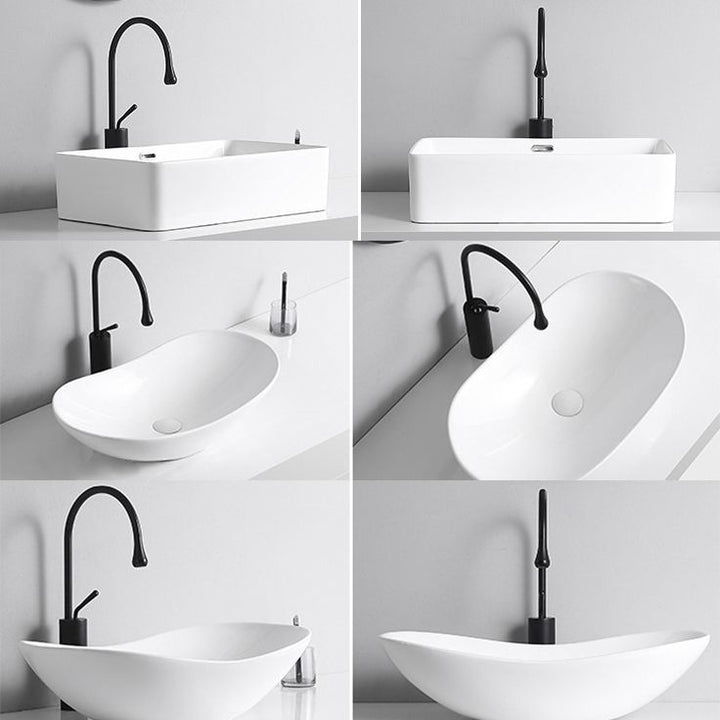 Lisslune | Modern Vessel Sink Porcelain Rectangular Vessel Sink (Not Included Faucet)
