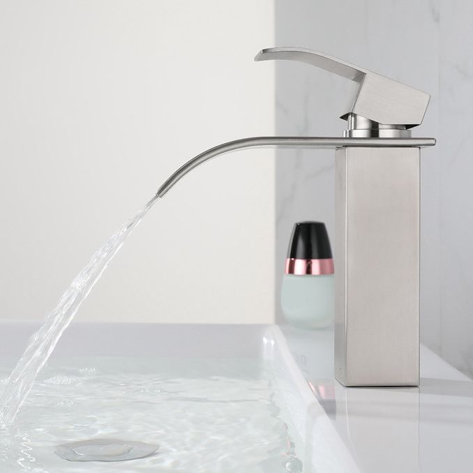 Lisslune | Industrial Vessels Faucet Stainless Steel Lever Handles Waterfall Spout Bathroom Faucet