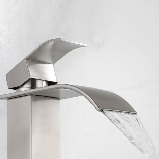 Lisslune | Industrial Vessels Faucet Stainless Steel Lever Handles Waterfall Spout Bathroom Faucet
