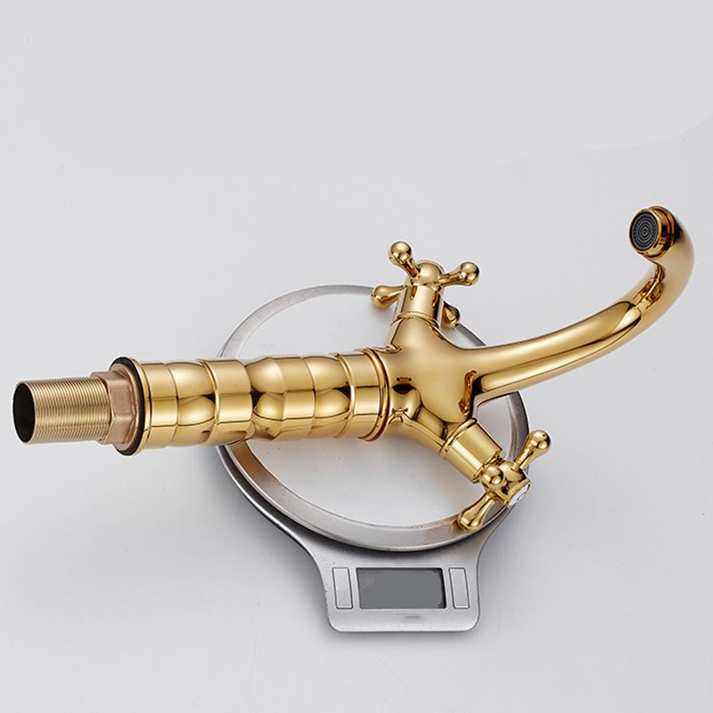 Lisslune | Centered Basin Mixer Single Hole Bathroom Faucet with 2 Cross Handles