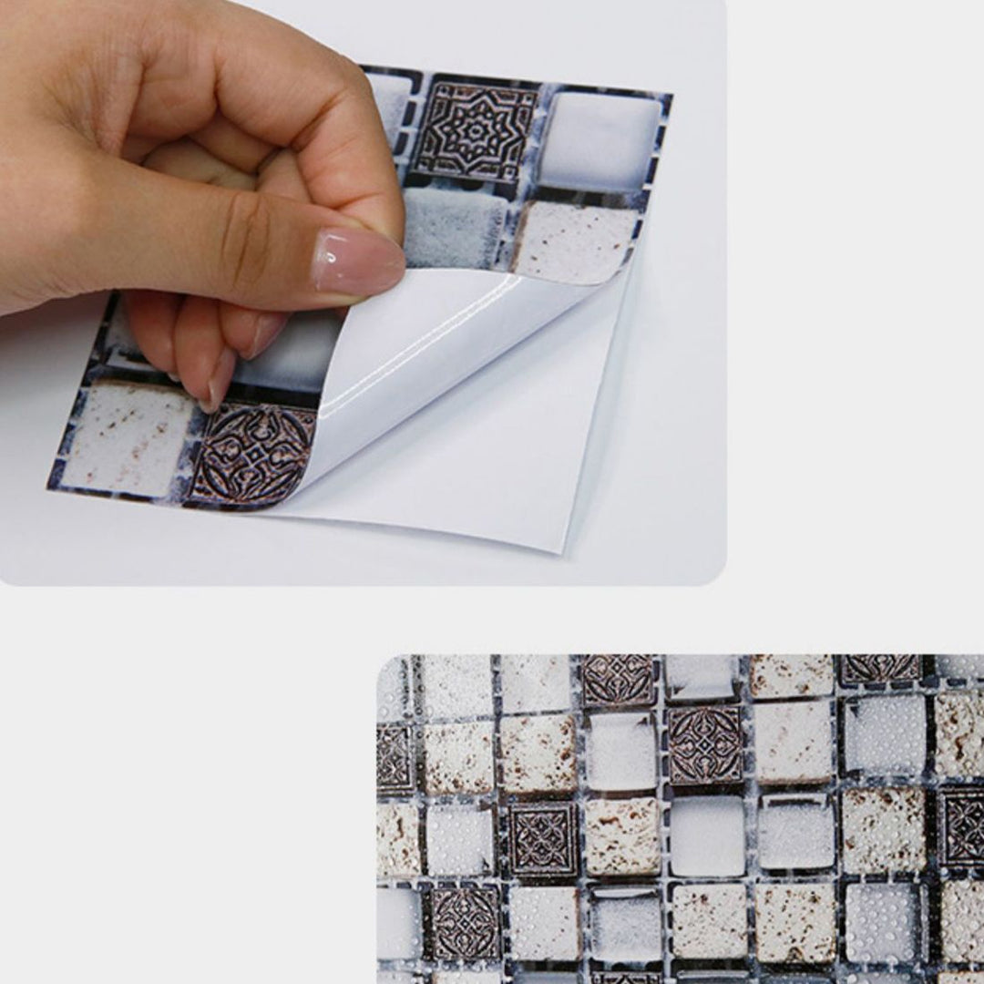 Lisslune | Pattern Color Stone Peel and Stick Mosaic Tile Peel and Stick Tiles Set of 20