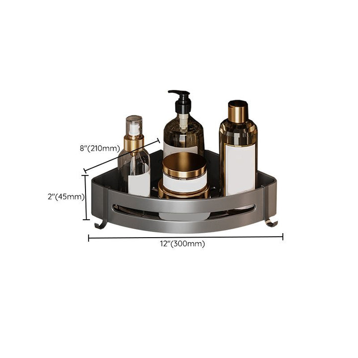 Lisslune | Gray Aluminum Bathroom Accessory Set Contemporary Bath Shelf