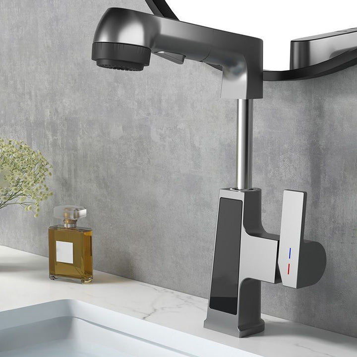 Lisslune | Modern Sink Faucet Pull-Out Lever Handle Brass Faucet Bathroom